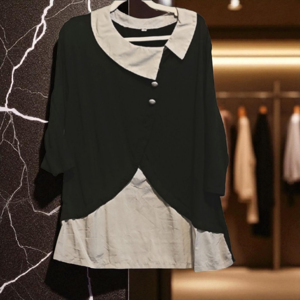 Black and Silver Buttoned Tunic